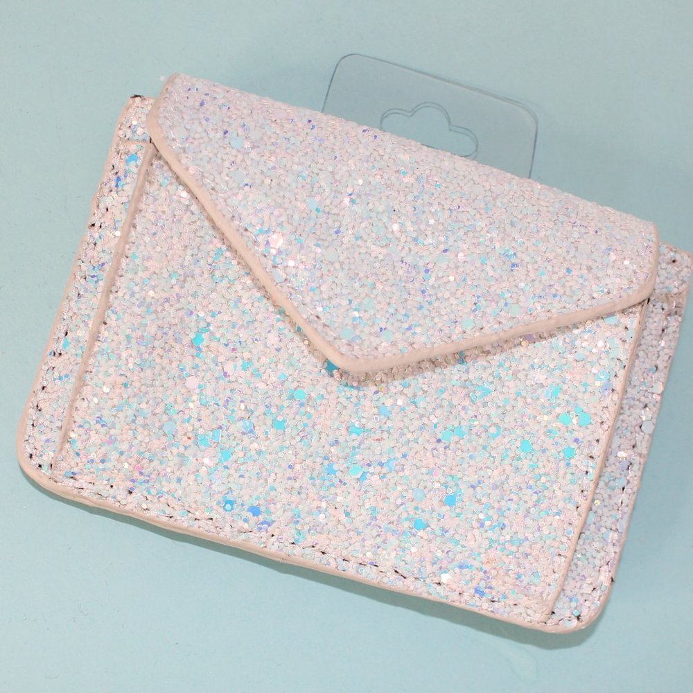 Urban Expressions Glitter Envelope Wallet in Light Pink Iridescent